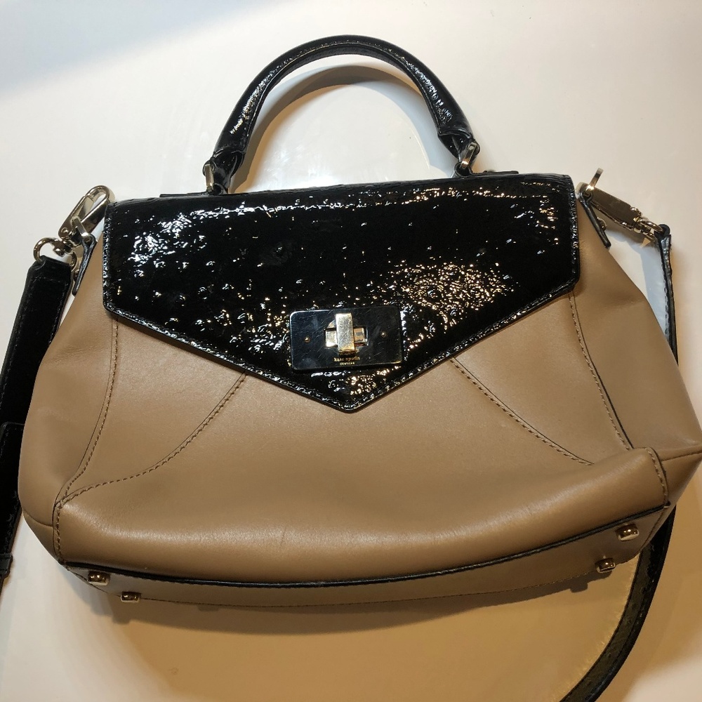 Kate Spade Beige and Black Top Handle Satchel